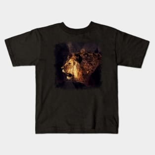 Low poly Golden Lion Kids T-Shirt